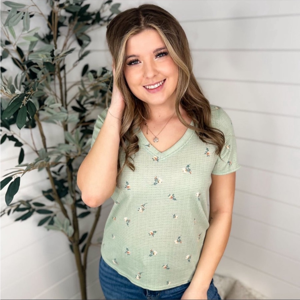 Sage green floral top